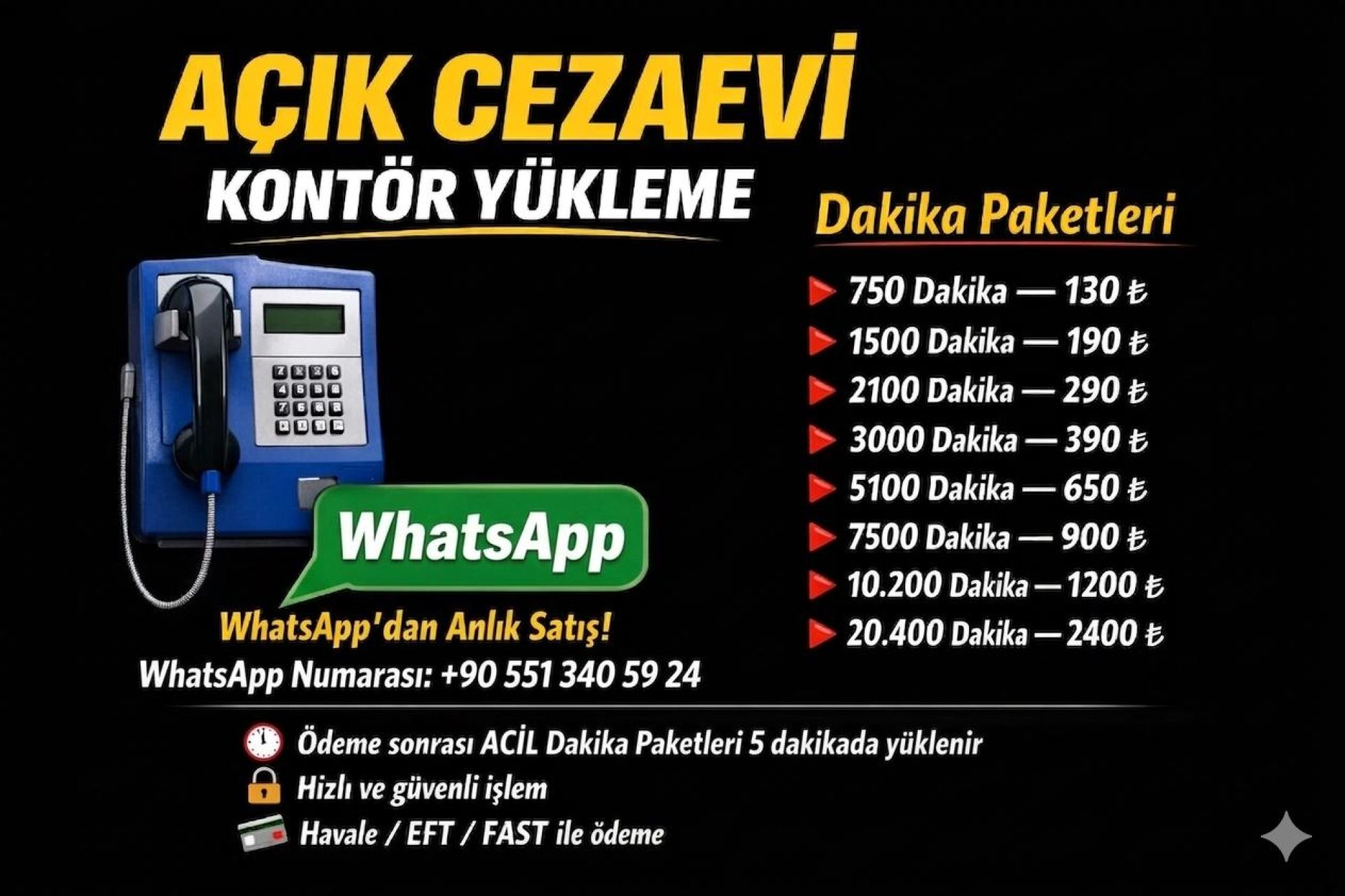 Açık  cezaevi dakika  yükleme
